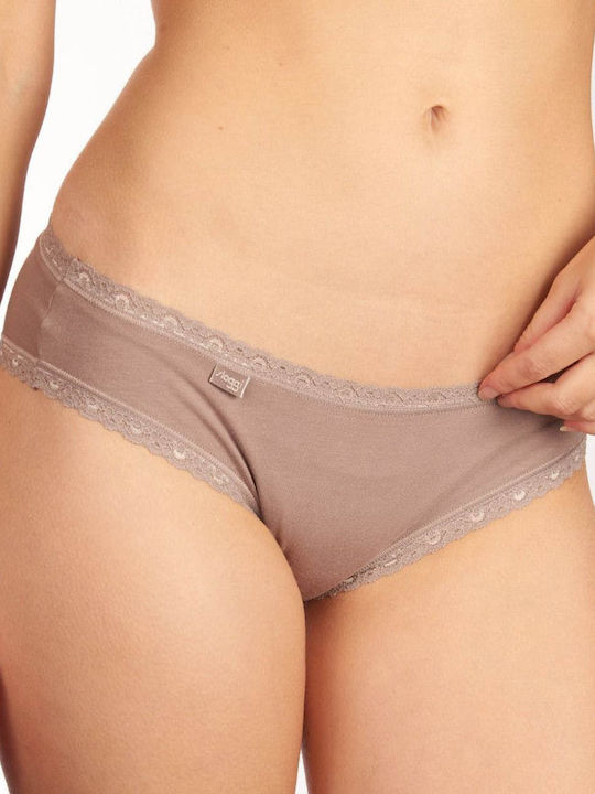 24/7 Weekend Η Hipster Βαμβακερά Women's Slip 3Pack with Lace Beige