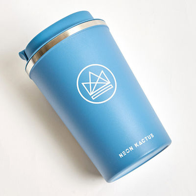 Neon Kactus Super Sonic Glass Thermos Stainless Steel BPA Free Light Blue 380ml with Mouthpiece