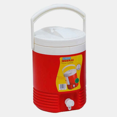 Campcool Snowman Thermal Jug Container with Faucet Thermos Plastic Red with Handle 21-03838
