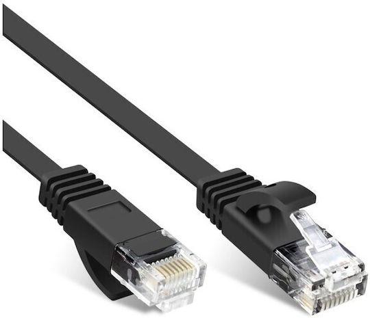 Flat U/UTP Cat.6 (Gigabit) Καλώδιο Δικτύου Ethernet 1.5m Μαύρο