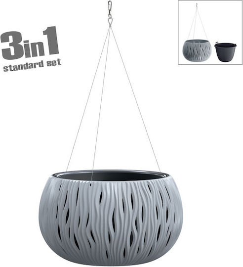 Prosperplast Γλάστρα Bowl Sandy 37cm Κασπώ Πλαστικό Γκρι