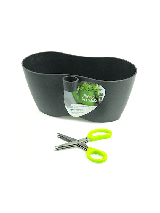 Marhome Limes Dublo Pot Plastic Graphite 25x12x12cm.