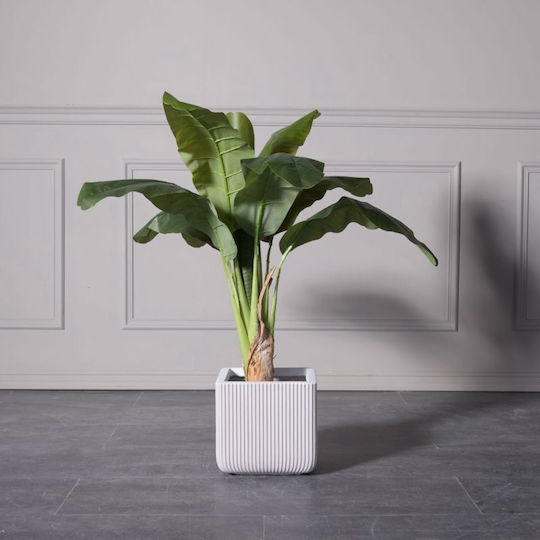 Supergreens Stripe Planter Ceramic White 24x23x23cm.