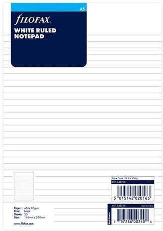Filofax Ανταλλακτικές Κόλλες A5 50 Φύλλων Ριγέ Λευκές