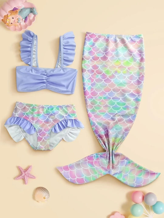 Mermaid swimsuit for girls Purple 3 Pieces