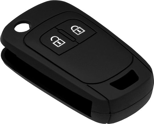 Silicone Car Key Cover Case with 2 Buttons for Opel Black 1005-08