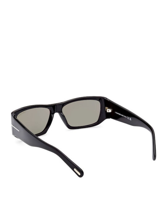 Tom Ford Unisex Sunglasses with Black Horn-Rimmed Frame and Green Gradient Lens TF986 01N