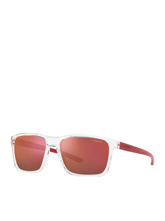 Arnette Men's Sunglasses with Transparent Plastic Frame and Red Mirror Lens