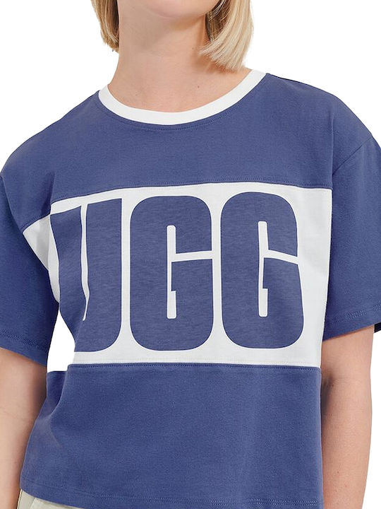 Jordene Colorblocked Logo Γυναικείο Καλοκαιρινό Crop Top Βαμβακερό Κοντομάνικο Μπλε
