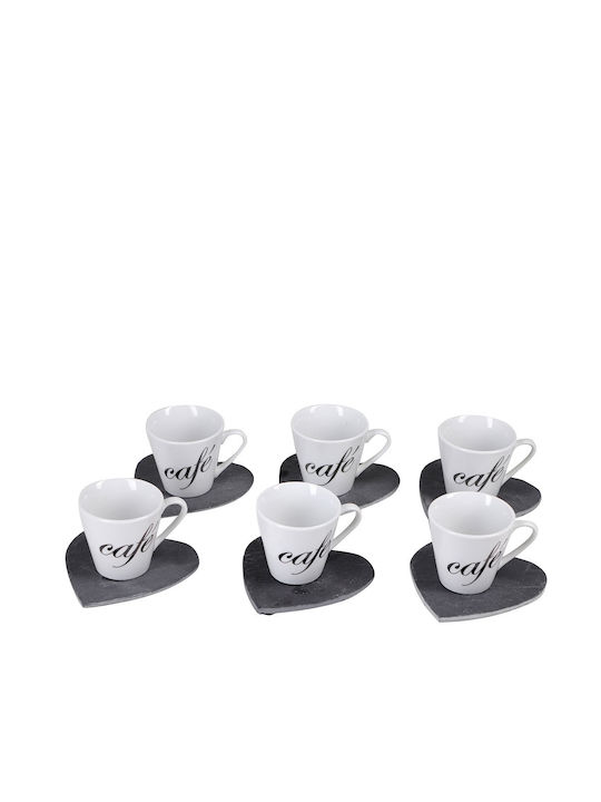 Set Tassen Kaffee Keramik Weiß 12Stück