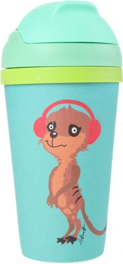 Chic Mic Kids Water Bottle Bamboo with Straw Turquoise 300ml