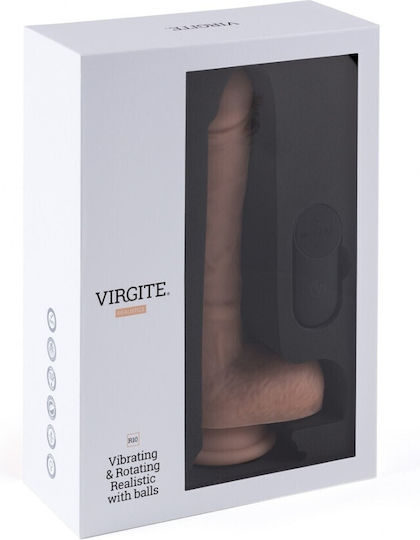 Virgite Ρεαλιστικός Δονητής με Απομακρυσμένο Έλεγχο R10 Vibrating & Rotating Realistic 21cm Flesh