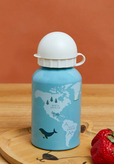 Sass & Belle Animals of the World Kids Water Bottle Aluminium Light Blue 300ml