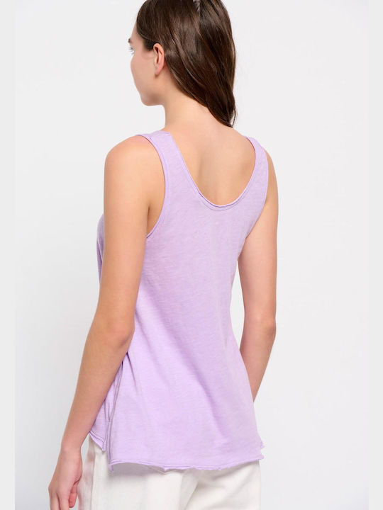 Funky Buddha Damen Sportliches Bluse Ärmellos Lavender