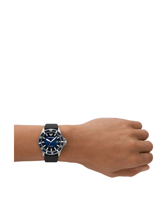 Emporio Armani Diver Men's Watch 42mm Battery with Black Leather Strap