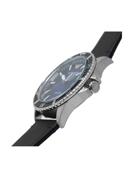Emporio Armani Diver Men's Watch 42mm Battery with Black Leather Strap