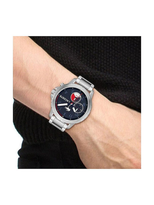 Lacoste Endurance Men's Watch 44mm Chronograph Battery with Silver Metal Bracelet