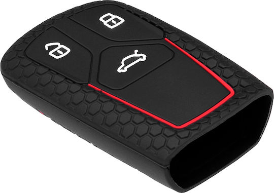 Silicone Car Key Cover Case with 3 Buttons for Audi Black