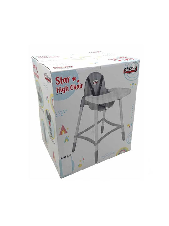 Pilsan Star Baby Highchair with Adjustable Height Gray