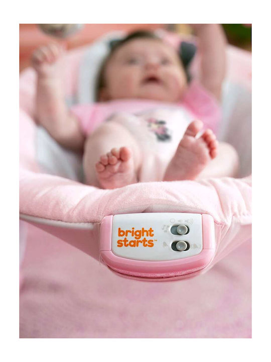 Bright Starts Електрически Релакс Бебе Minnie Mouse с Музика и Вибрация Rosy Skies за Дете до 9кг