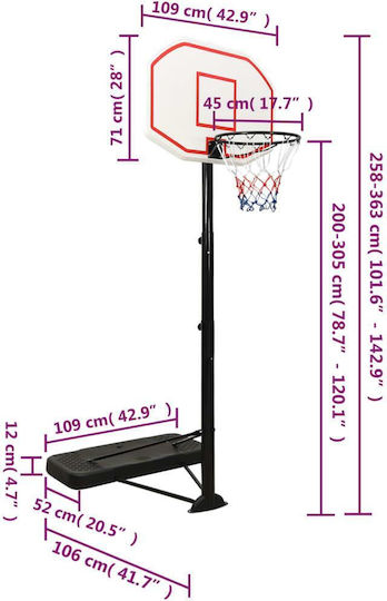 vidaXL Μπασκέτα με Ταμπλό 109 x 71 x 3εκ. και Διχτάκι