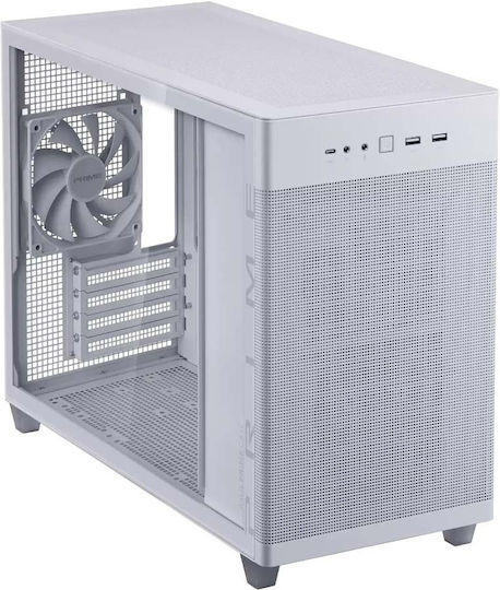 Asus Prime AP201 TG Gaming Micro Tower Computer Case with Side Window White