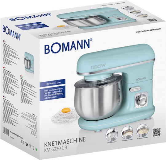 Bomann KM 6030 CB Stand Mixer 1100W with Stainless Bowl 5L Mint
