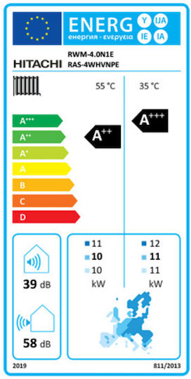Hitachi Pompa de căldură 11kW Cu o singură fază 60°C Split