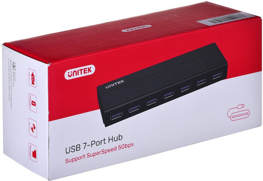 Unitek USB-Hub 7 Anschlüsse USB 3.0 mit Anschluss an einen Computer USB-A