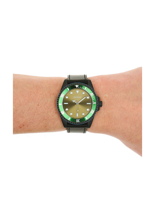 Oozoo Timepieces Uhr Batterie mit Schwarz Lederarmband
