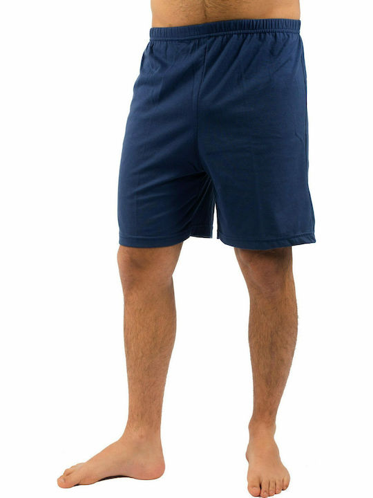 Kurze Sommer-Pyjamahose für Herren - 100% Baumwolle - Dellor 1847 Marineblau