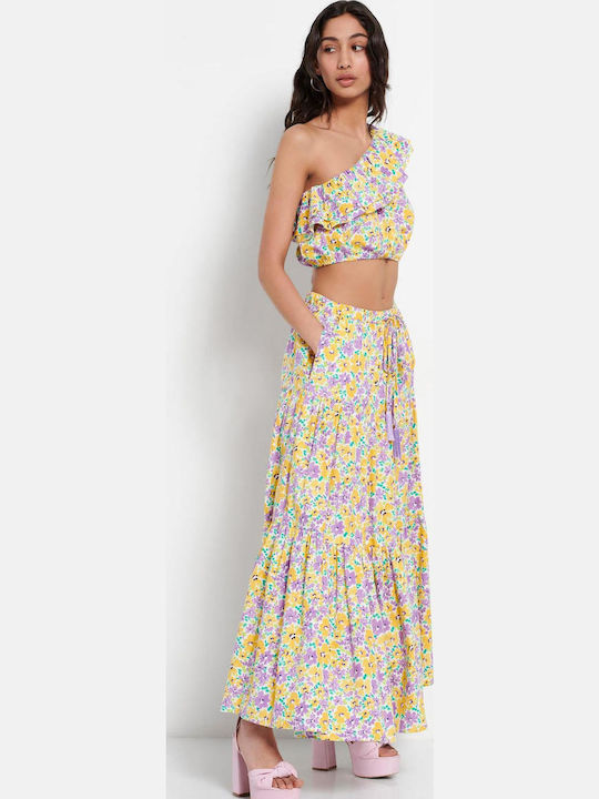 Ψηλόμεση Maxi Φούστα Floral Πολύχρωμη