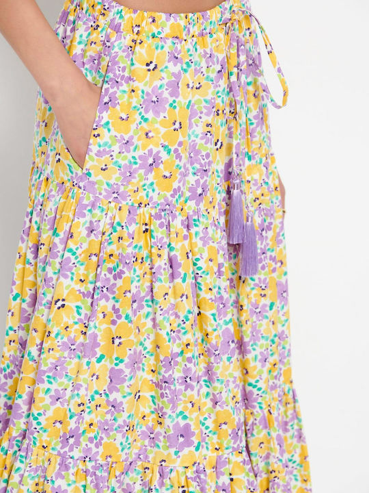 Ψηλόμεση Maxi Φούστα Floral Πολύχρωμη