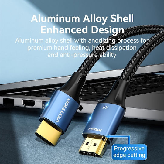 Vention HDMI 2.0 Premium High Speed 4K 60Hz HDR Braided Cable HDMI Male - HDMI Male Length 1.5m Blue