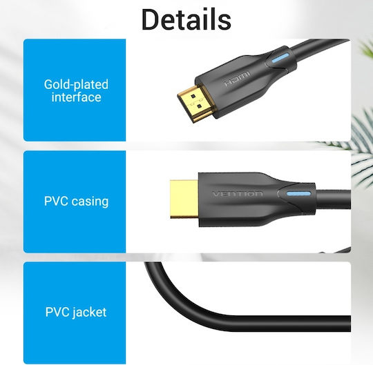 Vention HDMI 2.1 Ultra High Speed 48Gbps 4K 120Hz HDR VRR Cable HDMI Male - HDMI Male 1.5m Black