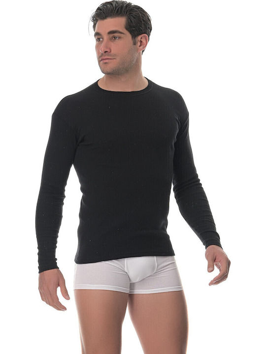 Men's Undershirt Long-sleeved in Black Color