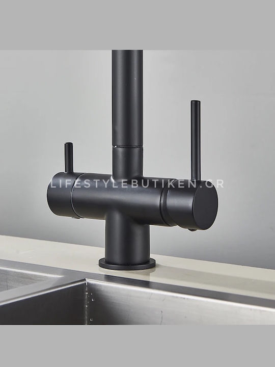 Stocco Kitchen Faucet Counter with Shower and Spiral Black Mat