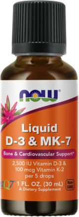 Now Foods Liquid D-3 & MK-7 Витамин за Подсилване на имунната система & здравето на костите 30мл