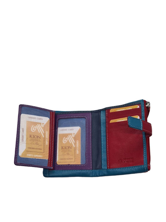 Large Leather Women's Wallet Classic Red/Petrol