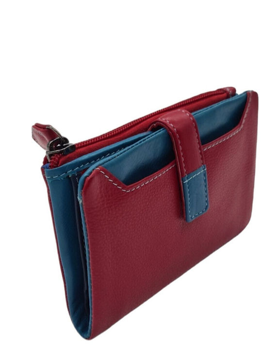 Large Leather Women's Wallet Classic Red/Petrol