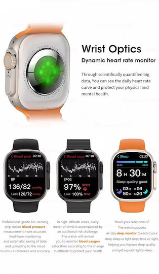 S8 Ultra 49mm Smartwatch with Heart Rate Monitor (Black)