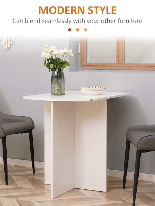Table Dining Room Extendable Wooden White 60(+30)x47x74cm