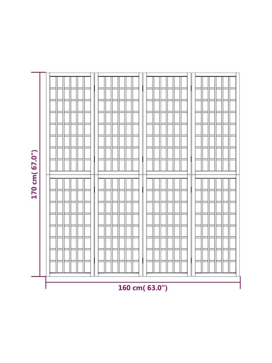 vidaXL Японски стил Декоративен Параван Платнен с 4 Панела Black 160x170см