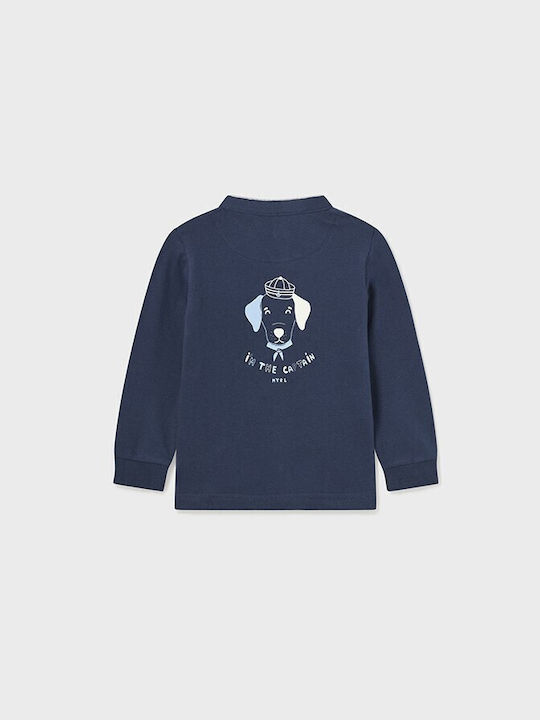 Mayoral Kids Polo Long Sleeve Navy Blue