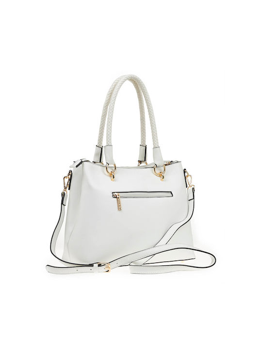 Verde Women's Bag Shopper Shoulder White