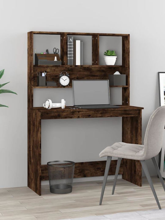 Desk Wooden with Bookshelf Smoky Oak 102x45x148cm