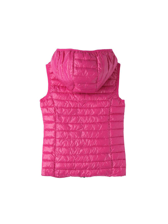 iDO Girls Quilted Coat Fuchsia Sleeveless with Ηood 4