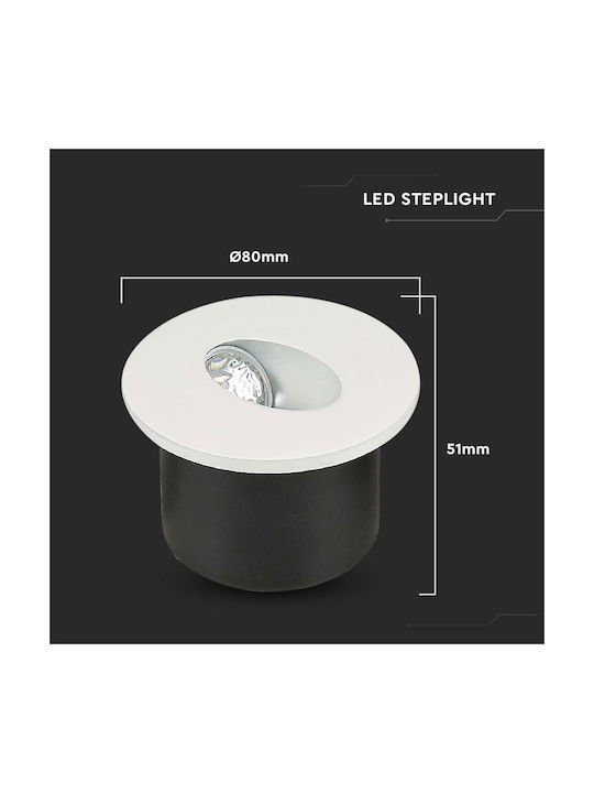 V-TAC Round Metallic Recessed Spot with Integrated LED and Warm White Light White 8x8cm. 1pcs