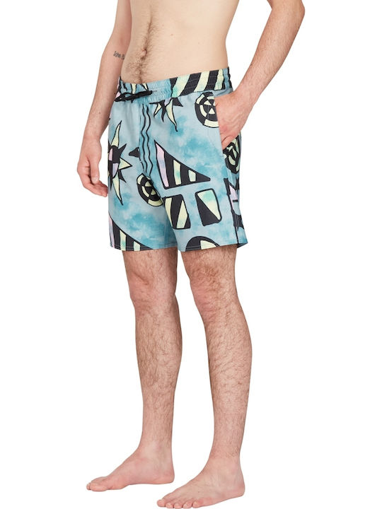 Men's Swimwear Shorts Light Blue with Patterns