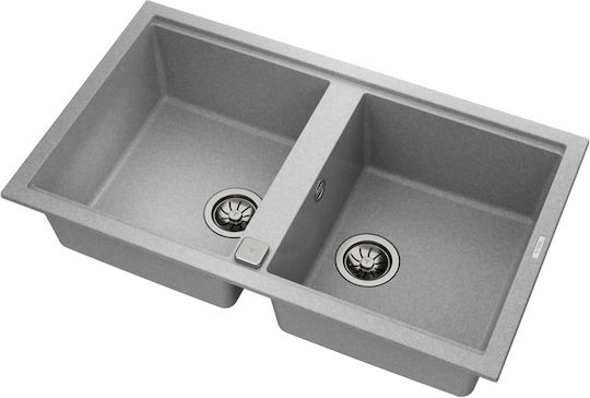 Teka Tegranite Nova 90 B-TG 2B 115260042 Drop-In Chiuvetă din Granit Sintetic L86xW51cm Piatră gri